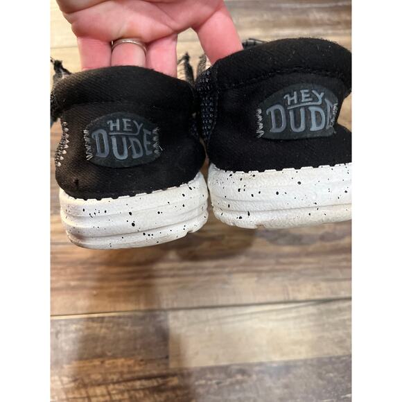 HEYDUDE Men's Wally Stretch Sox slip-on loafers in black with white soles size 9 - Picture 4 of 8